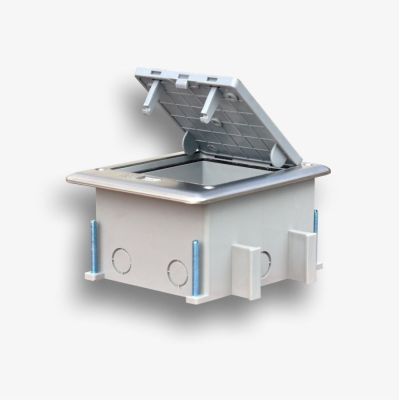 Bodendose 6M IP66 – Bodendose zur Montage von Steckdosen der Standardgröße 22,5 x 45 mm (45 x 45 mm), klappbar