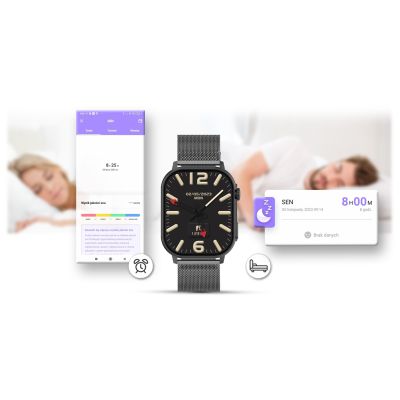 15. Smartwatch Gravity GT15-4 mit blauem Silikonarmband + Titanarmband