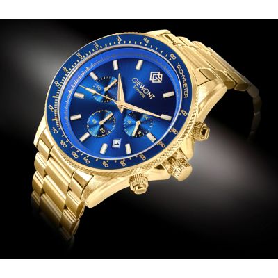 2. Giewont Herrenuhr Chronograph Saphir Gold Blau GW3520-B5