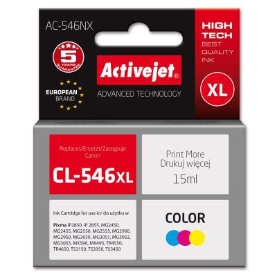 Activejet AC-546NX Tinte (Ersatz für Canon CL-546XL; Supreme; 15 ml; Farben: Rot, Blau, Gelb)