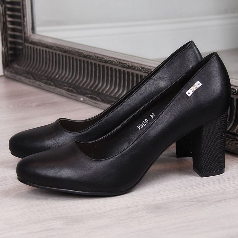 6. Sergio Leone W SK193A schwarze Pumps mit Blockabsatz 