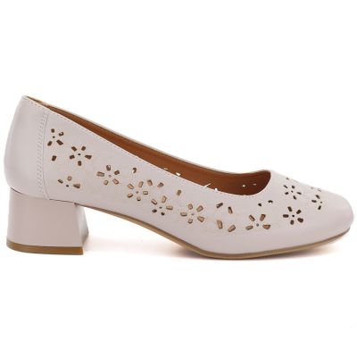 2. Graue Sergio Leone SK180 Pumps mit Blockabsatz und Lochmuster für Damen