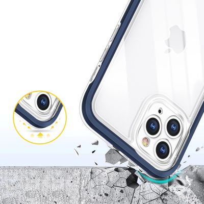 6. Klare 3-in-1-Hülle für das iPhone 11 Pro Max mit blauem Gel-Rahmen