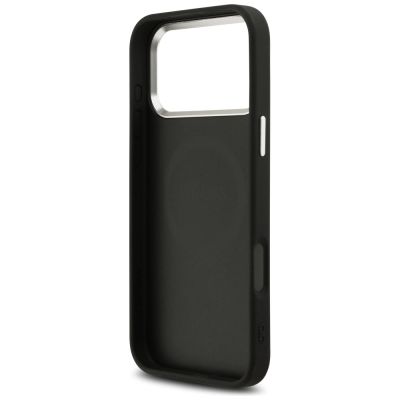7. Guess Glitter Triangle Logo MagSafe Case für iPhone 17 Pro Max - Schwarz