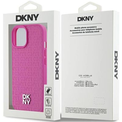 8. DKNY MagSafe-Hülle mit Ledermuster und Metalllogo für iPhone 15/14/13, Rosa