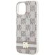 6. DKNY IML Checkered Mono Pattern & Printed Stripes MagSafe-Hülle für iPhone 15 / 14 / 13 – Beige
