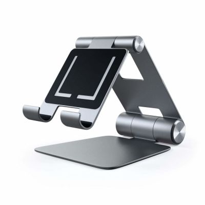 2. Satechi R1 Aluminium Scharnierhalter Faltbarer Ständer - Faltbarer Aluminiumständer für MacBook/iPad (Space Grau)