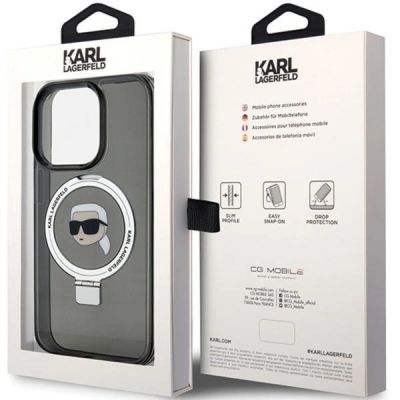 8. Karl Lagerfeld KLHMP15LHMRSKHK iPhone 15 Pro 6,1" schwarz/schwarz Hardcase Ringständer Karl Head MagSafe