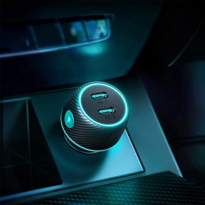 5. 2x USB C 70W Autoladegerät mit LED-Hintergrundbeleuchtung Joyroom JR-CCN02 - Schwarz