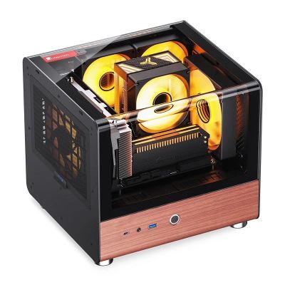28. Jonsbo TK-0 PC-Gehäuse, Mini-Tower, Mini-ITX, gehärtetes Glas, Holz – schwarz