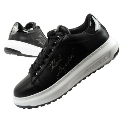 Karl Lagerfeld Herrenschuhe Sneaker Kapri aus naturfarbenem Leder, schwarz