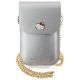 Hello Kitty Leder-Metall-Logo-Kettentasche – Silber