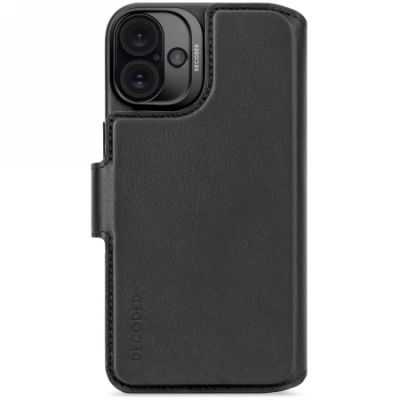 Decoded MagSafe-Hülle aus Leder mit abnehmbarer Brieftasche für iPhone 16 Plus – Schwarz