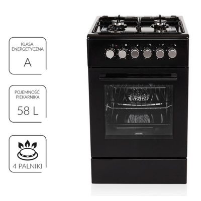 2. Gas-Elektro-Herd MPM-56-KGM-12B schwarz 50 cm, Konvektion