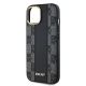 6. DKNY Leder-MagSafe-Hülle mit kariertem Monomuster für iPhone 14/15/13 – Schwarz