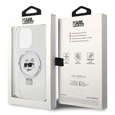 8. Karl Lagerfeld KLHMP15XHMRSCHH iPhone 15 Pro Max 6,7" weiß/weiß Hardcase Ring Stand Choupette Head MagSafe