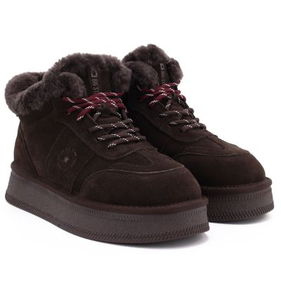 4. Damen-Plateau-Ankle-Boots aus braunem Wildleder von Big Star (UU274312)