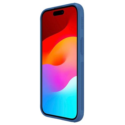 4. Nillkin Super Frosted Shield Pro verstärkte Hülle für iPhone 15 Plus – blau
