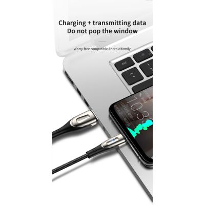 11. Joyroom Sharp Series S-M411 USB-A/Micro-USB 3A-Kabel 2 m mit Ladeanzeige – Schwarz