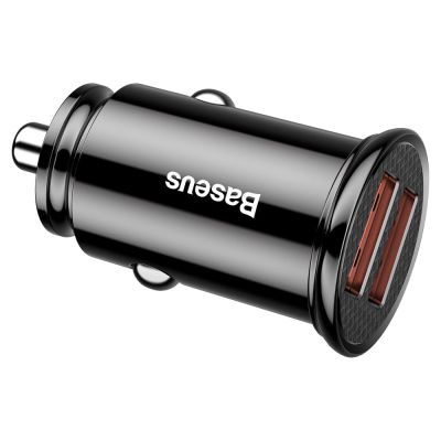 3. Baseus Circular Smart Mini Auto Ladegerät Autoadapter 2x USB QC3.0 Quick Charge 3.0 SCP AFC 30W schwarz (CCALL-YD01)