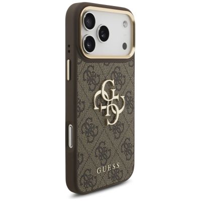 4. Guess 4G Big 4G Classic Logo Big Strap Metal Buttons Case für iPhone 17 Pro Max - Braun