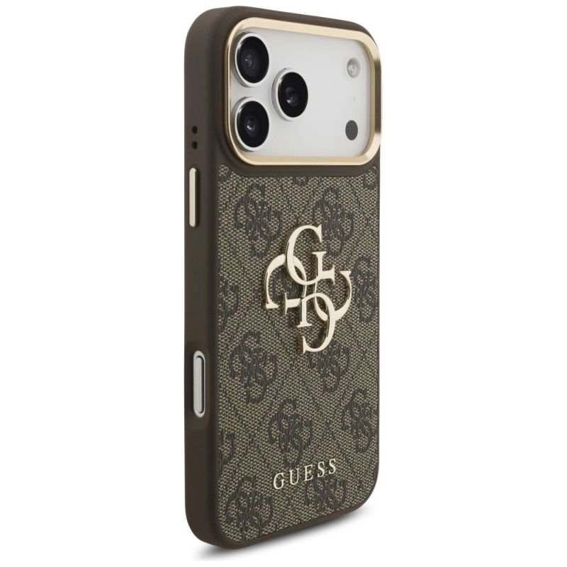 4. Guess 4G Big 4G Classic Logo Big Strap Metal Buttons Case für iPhone 17 Pro Max - Braun
