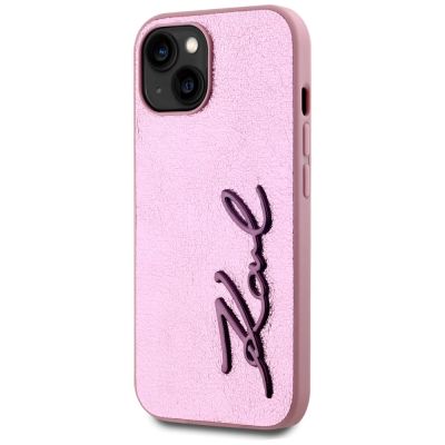 2. Karl Lagerfeld Wrinkled Metal Signature iPhone 15 Hülle - Rosa
