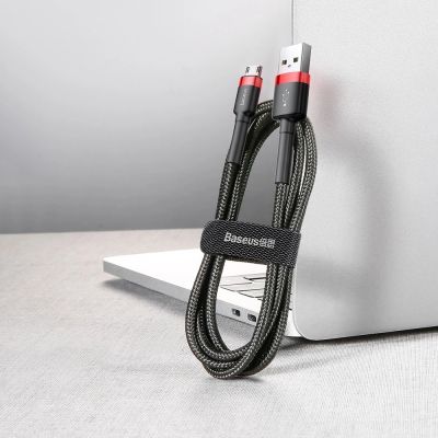 8. Baseus Cafule Cable strapazierfähiges Nylonkabel USB / Micro USB 2A 3M schwarz-rot (CAMKLF-H91)