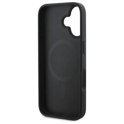 7. Guess Peony Script MagSafe-Hülle für iPhone 16 – Schwarz