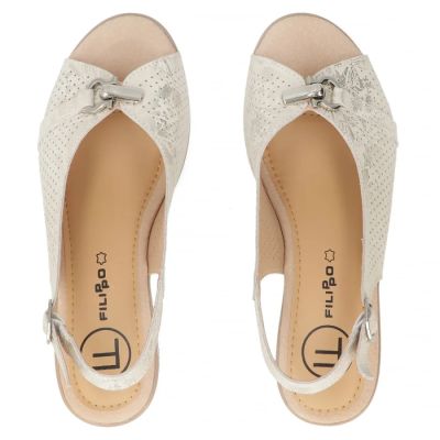 5. Damen-Ledersandalen mit Blockabsatz, goldfarben, Filippo DS7645