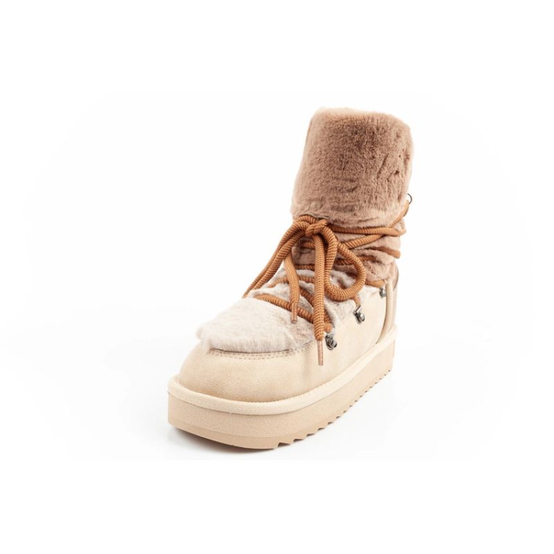 3. D.Franklin Damen Winter Schneestiefel, modisches Fellfutter, braun beige hoch