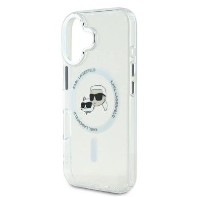 6. Karl Lagerfeld IML Metal Karl&Choupette Head MagSafe Hülle für iPhone 16 - Weiß