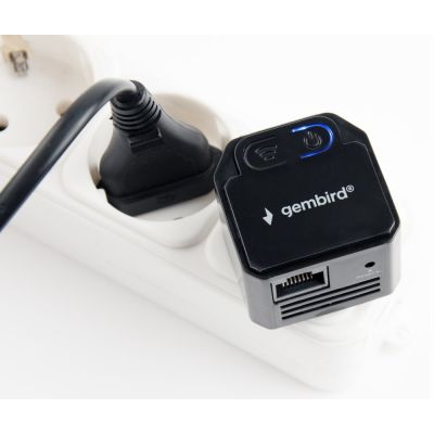 4. GEMBIRD WLAN-Repeater Mini WNP-RP300-03-BK B/G/N300 + RJ45-Buchse, für 230-V-Steckdose, Schwarz