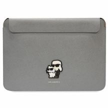 Karl Lagerfeld Saffiano Karl&Choupette Tasche für einen 14-Zoll-Laptop – Silber