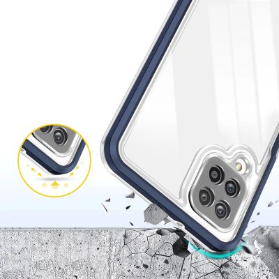 6. Klare 3in1 Hülle für Samsung Galaxy A22 4G Frame Gel Cover Blau