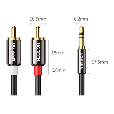 4. Ugreen AV116 10591 Audio-Miniklinkenkabel 3,5 mm (männlich) / 2RCA (männlich) 5 m – schwarz