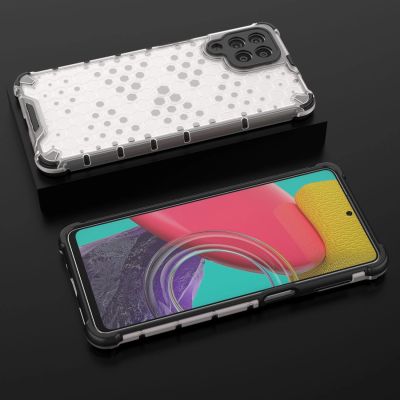 20. Gepanzerte Wabenhülle mit Gelrahmen für Samsung Galaxy M53 5G transparent