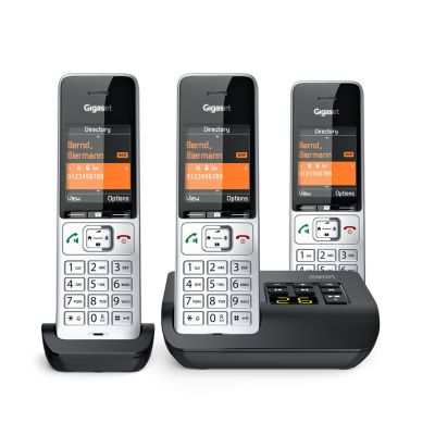 2. Gigaset 500A Comfort Trio Schnurlostelefon - Anrufbeantworter - ECO DECT\GAP\CAT-iq - Silber + 2 zusätzliche Mobilteile