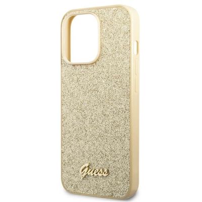 6. Guess Glitter Script Case für iPhone 14 Pro - Gold