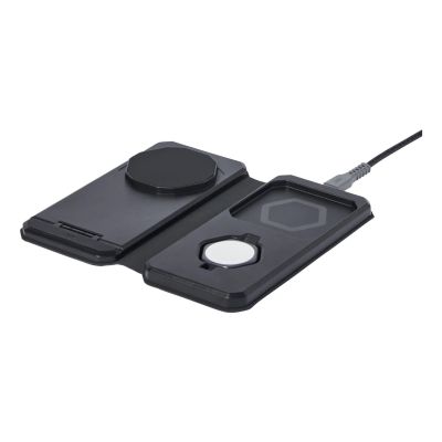 3. UAG 3-in-1 Reiseladegerät – kabelloses Reiseladegerät für drei Geräte, 15 W, MagSafe-kompatibel, inklusive Kabel, Stecker und Organizer (schwarz/grau)