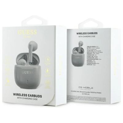 4. Guess Bluetooth-Kopfhörer GUTWSJ14ESGE TWS + Dockingstation Taupe. Gedrucktes klassisches Logo