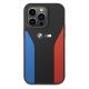 3. BMW Silikonhülle mit blauen und roten Streifen aus der M-Kollektion für iPhone 15 Pro Max – Schwarz