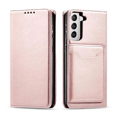 Magnet Kartenetui für Samsung Galaxy S22+ (S22 Plus) Etui Geldbörse Kartenhalter Pink