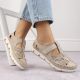 14. Rieker W RKR651 beige Leder Klettverschluss durchbrochene Schuhe