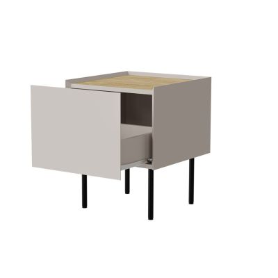 2. Nachttisch 2-teilig FELLINI 40x41x60 Kaschmir + geölte Eichenplatte