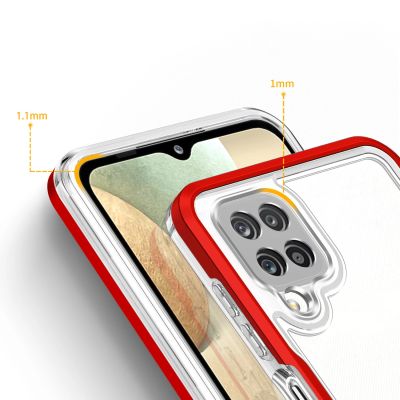 4. Klare 3in1 Hülle für Samsung Galaxy A22 4G Frame Gel Cover Rot