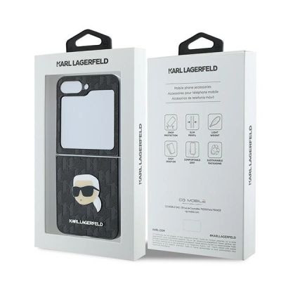 8. Karl Lagerfeld Saffiano Monogram Hülle für Samsung Galaxy Z Flip 6 – Schwarz
