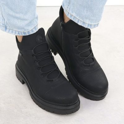 8. Damen-Lederboots im Worker-Stil mit Gummizug, Schwarz, Rieker Y3163-00