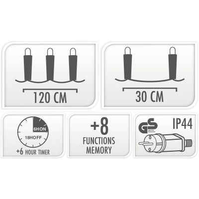 5. Weihnachtsbaumbeleuchtung, Lichtervorhang 120x120 cm, 232 LEDs, mehrfarbige Schneeflocken
