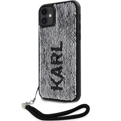 2. Karl Lagerfeld KLHCN61PSQRKS iPhone 11 / Xr 6,1" Silber/Silber Hardcase Pailletten Kordel